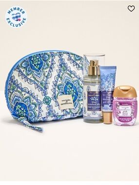 Vera Bradley Blue Paisley Cosmetic Pouch with Floral Accent